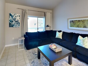 Condo, Multiple Beds, Balcony, Pool View (#5311 - No Pets) | Living area | Flat-screen TV - Heron's Watch by Southern Vacation Rentals (Santa Rosa Beach)