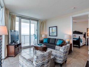 Condo, Multiple Beds, Balcony, Ocean View (#1801 - No Pets) | Living area | TV, MP3 dock