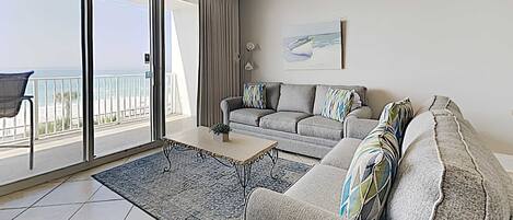 Condo, Multiple Beds, Kitchen, Ocean View (#304A - No Pets) | Living area | 42-inch flat-screen TV with digital channels