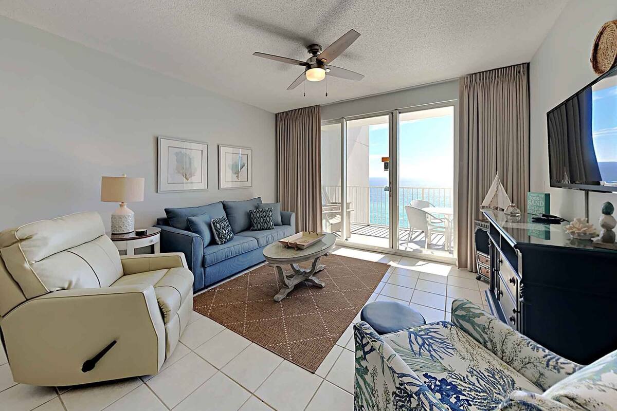 Condo, Multiple Beds, Balcony, Ocean View (#1110A - No Pets) | Living area | 42-inch flat-screen TV with digital channels