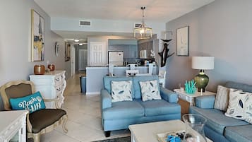 Condo, Multiple Beds, Balcony, Ocean View (#412A - No Pets) | Living area | 42-inch flat-screen TV with digital channels