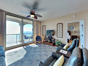 Condo, Multiple Beds, Balcony, Ocean View (#1-1908 - No Pets) | Living area | TV - Portofino Island Resort by Southern Vacation Rentals (Pensacola Beach)