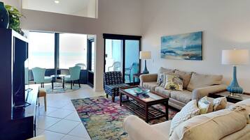 Condo, Multiple Beds, Balcony, Ocean View (#236 - No Pets) | Living area | Flat-screen TV, MP3 dock