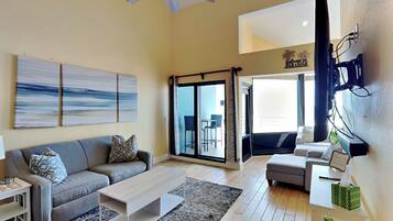 Condo, Multiple Beds, Balcony, Ocean View (#247 - No Pets) | Living area | Flat-screen TV, MP3 dock