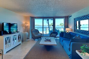 Condo, 1 King Bed with Sofa bed, Balcony (#2B - No Pets) | Living area | TV - Sabine Yacht & Racquet by Southern Vacation Rentals (Pensacola Beach)