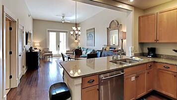 Condo, Multiple Beds, Balcony (#M1-218 - No Pets) | Private kitchen | Coffee/tea maker