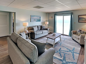 Condo, 1 Queen Bed with Sofa bed, Balcony, Ocean View (#505 - No Pets) | Living area | 42-inch flat-screen TV with digital channels - Sans Souci by Southern Vacation Rentals (Pensacola Beach)