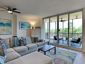 Condo, Multiple Beds, Balcony, Golf View (#203B - No Pets) | Living area | 42-inch flat-screen TV with digital channels - Santo Amaro by Southern Vacation Rentals (Pensacola)