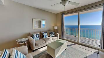Condo, Multiple Beds, Balcony, Ocean View (#1606 - No Pets) | Living area | TV