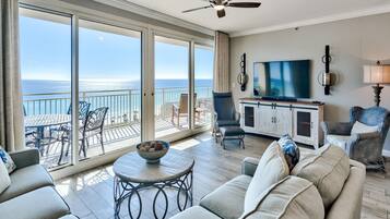 Condo, Multiple Beds, Balcony, Ocean View (#1004 - No Pets) | Living area | TV