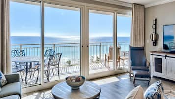 Condo, Multiple Beds, Balcony, Ocean View (#1004 - No Pets) | Living area | TV