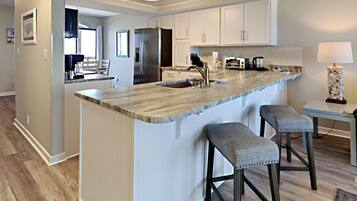 Condo, Multiple Beds, Balcony, Ocean View (#5 - No Pets) | Private kitchen | Fridge, microwave, oven, stovetop