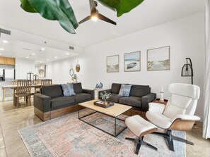 Condo, Multiple Beds, Balcony, Ocean View (#907 - No Pets) | Living area | 40-inch TV with digital channels - Sterling Breeze by Resort Collection (Panama City Beach)