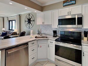 Condo, Multiple Beds, Balcony, Ocean View (#164 - No Pets) | Private kitchen | Fridge, microwave, oven, stovetop - Sundunes by Southern Vacation Rentals (Navarre)