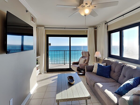 Condo, Multiple Beds, Balcony, Ocean View (#164 - No Pets) | Living area | Flat-screen TV - Sundunes by Southern Vacation Rentals (Navarre)