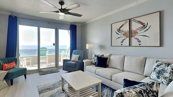 Condo, Multiple Beds, Balcony, Ocean View (#705 - No Pets) | Living area | TV