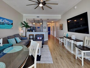 Condo, Multiple Beds, Balcony, Ocean View (#610 - No Pets) | Living area | Flat-screen TV, MP3 dock - Water's Edge by Southern Vacation Rentals (Fort Walton Beach)