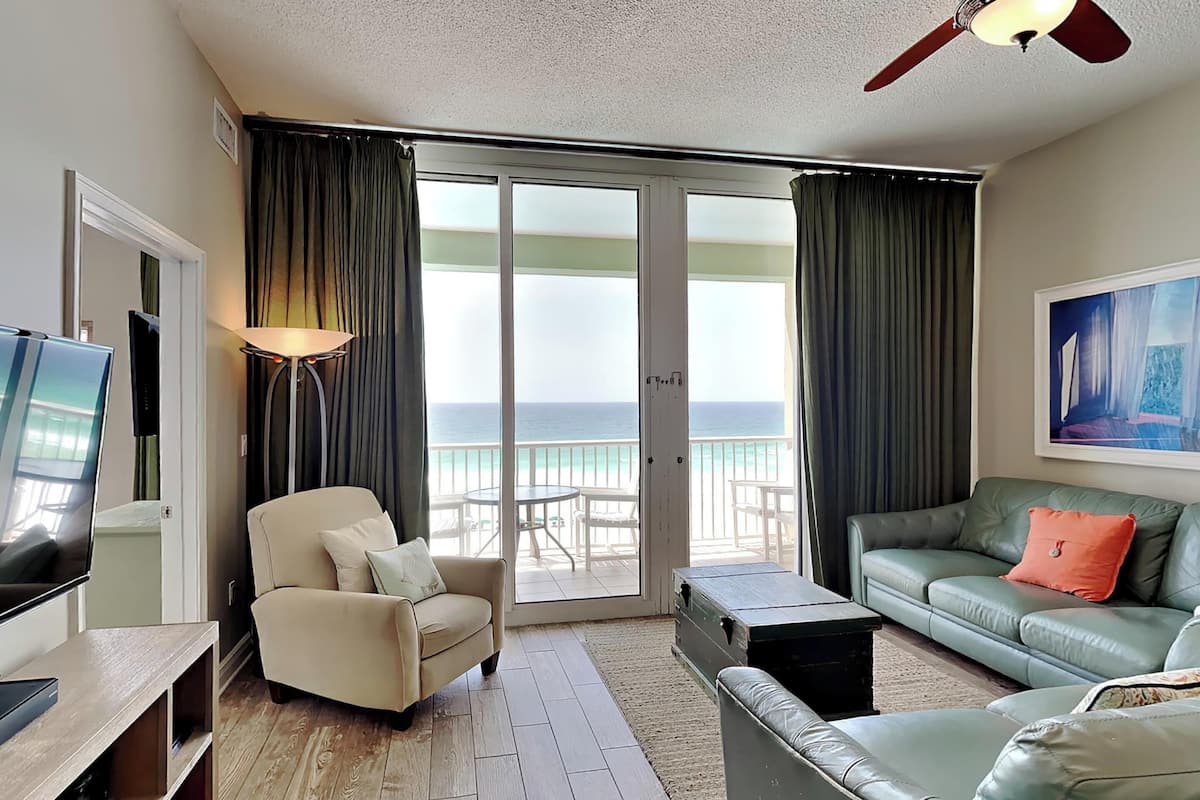 Condo, Multiple Beds, Balcony, Ocean View (#612 - No Pets Allowed) | Living area | Flat-screen TV, MP3 dock