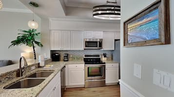 Condo, Multiple Beds, Balcony, Ocean View (#610) | Private kitchen | Fridge, microwave, oven, stovetop