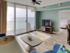 Condo, Multiple Beds, Balcony, Ocean View (#1315 - No Pets) | Living area | Flat-screen TV - Tidewater Beach Resort by Resort Collection (Panama City Beach)