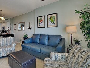 Condo, Multiple Beds, Balcony, Ocean View (#202 - No Pets) | Living area | TV