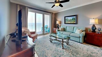 Condo, Multiple Beds, Jetted Tub, Ocean View (#1202 - No Pets) | Living area | TV