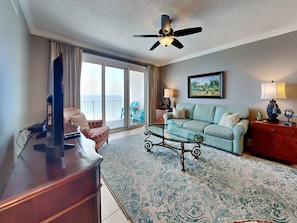 Condo, Multiple Beds, Jetted Tub, Ocean View (#1202 - No Pets) | Living area | TV - Windemere by Southern Vacation Rentals (Pensacola)