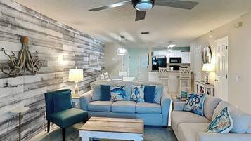 Condo, Multiple Beds, Balcony, Pool View (#5 - No Pets) | Living area | 40-inch TV with digital channels
