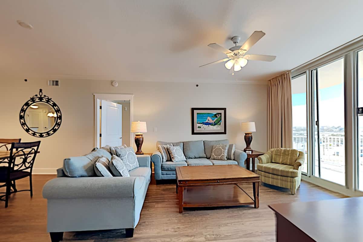 Studio, Multiple Beds, Balcony, Ocean View (#A619 - No Pets Allowed) | Living area | Flat-screen TV