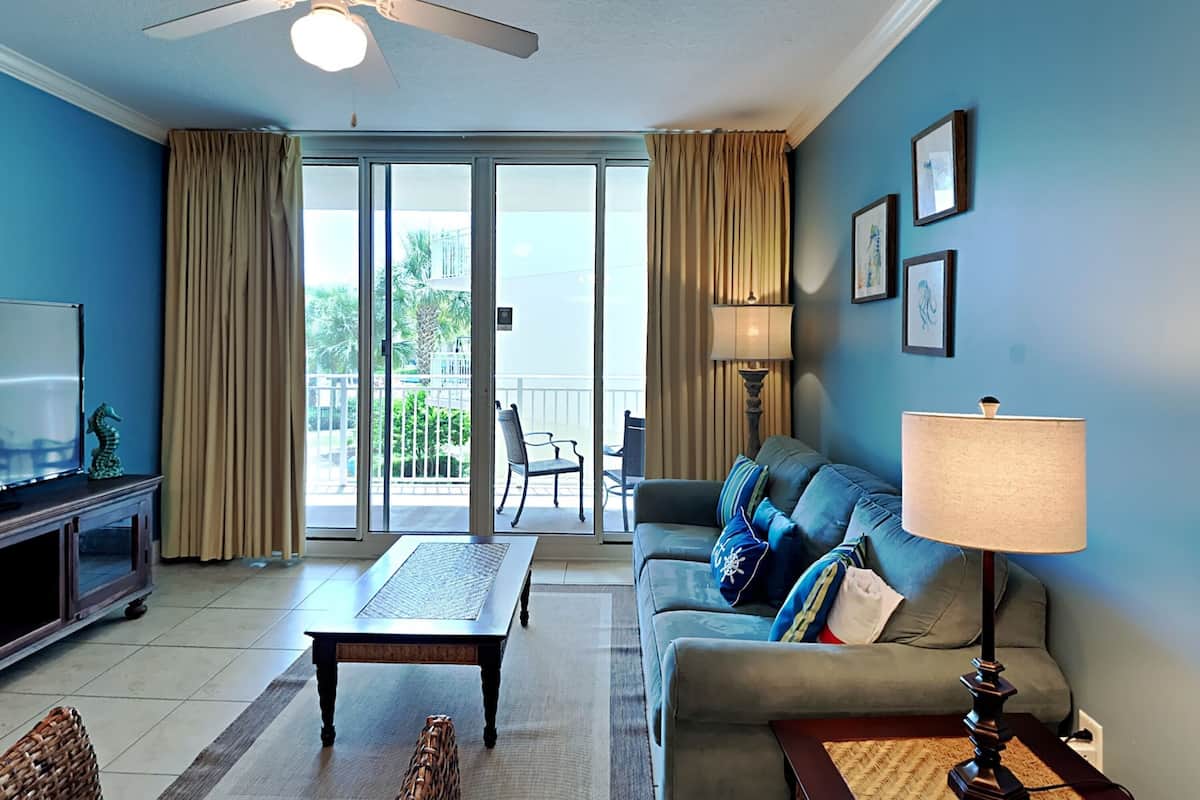 Studio, Multiple Beds, Balcony, Ocean View (#A330 - No Pets Allowed) | Living area | Flat-screen TV