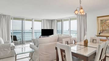 Condo, Multiple Beds, Balcony, Ocean View (#11E - No Pets) | Living area | TV