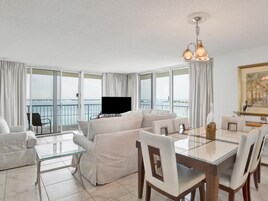 Condo, Multiple Beds, Balcony, Ocean View (#11E - No Pets) | Living area | TV