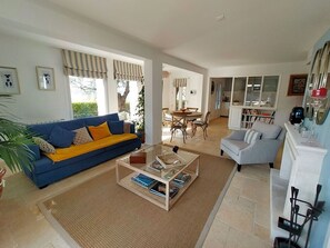 TV, DVD player, table tennis, video library