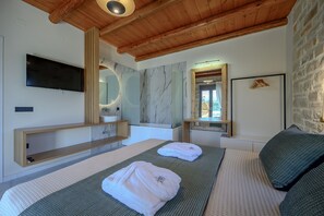 2 bedrooms, iron/ironing board, free WiFi, bed sheets - Rosemary, eco friendly villa, Huge heated private pool (Prinos)