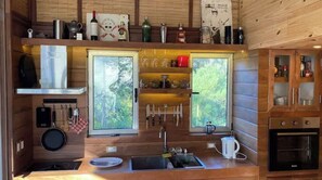 Fridge, oven, stovetop, electric kettle