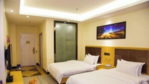 A hotel room with two beds, a television, and a painting on the wall. - Beiliu Hyatt Hotel (Beiliu)
