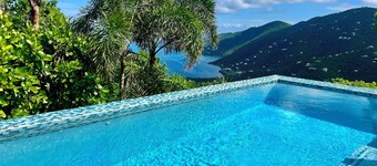 Pool Villa w/ Huge Ocean Views Just10 mins from Maho Bay Beach - AC Throughout!