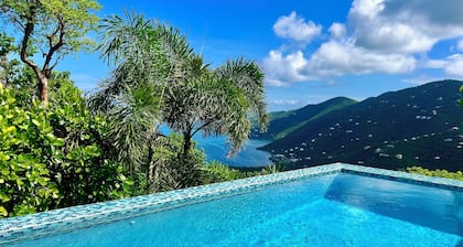 Pool Villa w/ Huge Ocean Views Just10 mins from Maho Bay Beach - AC Throughout!