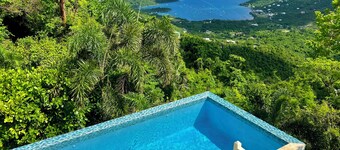 Pool Villa w/ Huge Ocean Views Just10 mins from Maho Bay Beach - AC Throughout!