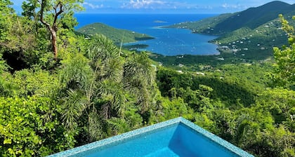 Pool Villa w/ Huge Ocean Views Just10 mins from Maho Bay Beach - AC Throughout!