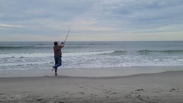 Beach nearby, sun loungers
