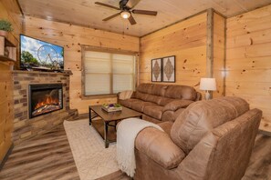 Smart TV, chimenea y reproductor de DVD 