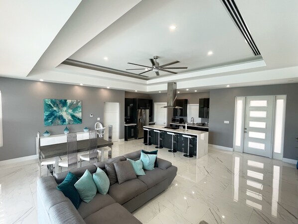 Smart TV, fireplace, printers