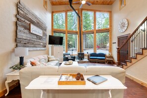 TV connectée, cheminée, jeux vidéo, lecteur de DVD