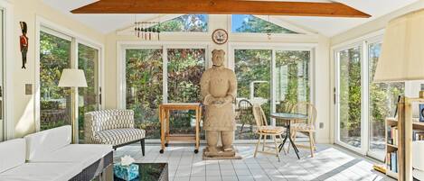 Televisión, reproductor de DVD, mesa de ping pong