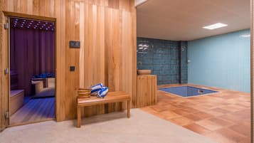 Sauna, hot tub, steam room, hot stone massages, deep-tissue massages