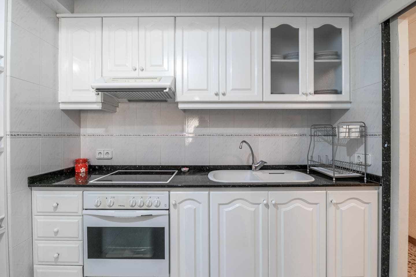Fridge, microwave, oven, toaster