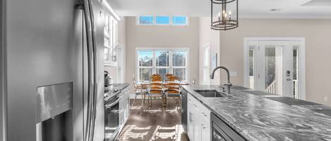 Fridge, microwave, oven, dishwasher