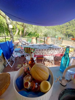 Outdoor dining - La Terrazza dei Moi (Citra 008065-LT-0270 CIN IT008065C2SXH62U8M)relaxation in the green (Villatella, Ventimiglia, Liguria)