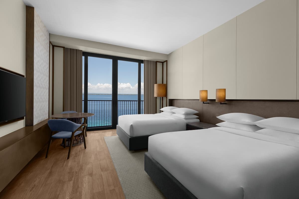 Room, 2 Double Beds, Non Smoking, Ocean View (Balcony) | Iron/ironing board, bed sheets